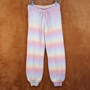 GENERATION LOVE Womens Sweatpants XS Rainbow Stripe Pull On Pastel SANDRA Jogger